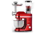 Klarstein Knetmaschine Küchenmaschine mit Fleischwolf, 1800W Teigmaschine Klein, 6 Stufen, Schneebesen Rühr- & Knethaken, Planetenrührwerk, Rührmaschine mit Mixer, Küchenmaschinen mit 5L Schüssel