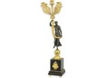 Casa Padrino Candeliere Barocco Con Figura Decorativa In Bronzo E Base In Marmo 26,5 X 26,5 X H. 68,5 Cm - Elegante Candeliere A 5 Fiamme - Accessori Decorativi In Stile Barocco