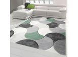 Tappeto Di Design E Moderno A Pelo Corto Con Motivo A Gocce In Verde Grigio Beige Dimensioni - 80 X 300 Cm