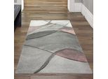 Tappeto Moderno Da Salotto Astratto In Rosa Grigio Pastello Dimensioni - 80 X 300 Cm