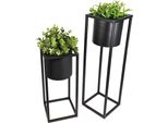 3.10 Vaso Per Piante Rotondo Su Supporto Set Di 2 - 1X 35 Cm + 1X 50 Cm