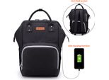 Zaino Da Viaggio Mamma Grande Borsa Fasciatoio Per Pannolini Borsa Per L'allattamento Del Bambino Con Porta Usb, (Nero)