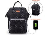 Zaino Da Viaggio Della Mamma Grande Borsa Fasciatoio Per Pannolini Borsa Per L'allattamento Del Bambino Con Porta Usb, (Punti Neri)