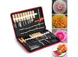 Strumenti Per L'intaglio In Cucina, 80 Pezzi/Set Di Strumenti Per L'intaglio Culinario Kit Di Strumenti Per La Sbucciatura Di Frutta, Verdura, Guarnizione, Taglio E Affettatura Con Borsa Per Il Trasporto Per Chef Fai Da Te