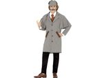 Costume Da Detective Del 19° Secolo In Stile Avventura Poliziesca Carnevale Abito Storico Cappotto Sherlock Design Vintage, Taglia: 48 - 50 (M) Colore: Grigio