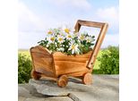 Carrello Portafiori In Legno - Circa 34 X 17 Cm