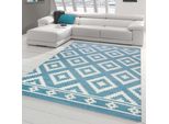Tappeto Moderno Orientale Tappeto Da Salotto Con Motivo Marocchino In Blu Bianco Dimensioni - 200 X 290 Cm