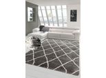 Tappeto Shaggy A Pelo Lungo A Pelo Alto Con Motivo A Diamante In Grigio Crema Dimensioni - 160X230 Cm