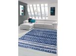Tappeto Di Design Per Il Salotto Tappeto Moderno Con Ornamenti In Blu Crema Dimensioni - 120 X 170 Cm