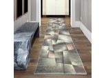 Tappeto Tappeto Moderno Da Salotto A Pelo Corto In Rosa Pastello Grigio Dimensioni - 80 X 300 Cm