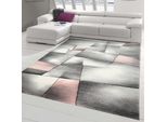 Tappeto Tappeto Moderno Da Salotto A Pelo Corto In Rosa Pastello Grigio Dimensioni - 200 X 290 Cm