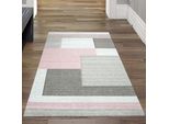 Tappeto Di Design Tappeto Moderno Tappeto Per Il Soggiorno Tappeto A Pelo Corto Con Motivo A Quadri Tagliato A Contorno Colori Pastello Rosa Crema Beige Dimensioni - 80 X 150 Cm