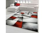 Tappeto Di Design Tappeto Moderno Tappeto Per Il Soggiorno Tappeto A Pelo Corto Con Motivo A Scacchi Sagomati Rosso Grigio Bianco Nero Dimensioni - 120 X 170 Cm