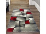 Tappeto Di Design Tappeto Moderno Tappeto Per Il Soggiorno Tappeto A Pelo Corto Con Motivo A Scacchi Sagomati Rosso Grigio Bianco Nero Dimensioni - 80 X 150 Cm