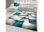 Tappeto Di Design Tappeto Moderno Tappeto Per Il Soggiorno Tappeto A Pelo Corto Con Motivo A Quadri Tagliato A Contorno Grigio Turchese Bianco Nero Dimensioni - 60 X 110 Cm