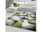 Tappeto Di Design Tappeto Moderno Tappeto Per Il Soggiorno Tappeto A Pelo Corto Con Motivo A Scacchiera A Taglio Contorno Verde Grigio Bianco Nero Dimensioni - 120 X 170 Cm