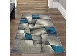 Tappeto Di Design Tappeto Moderno Tappeto Per Il Soggiorno Tappeto A Pelo Corto Con Motivo A Quadri Tagliato A Contorno Turchese Grigio Bianco Nero Dimensioni - 80 X 150 Cm