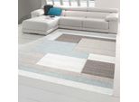 Tappeto Di Design Tappeto Moderno Tappeto Per Il Soggiorno Tappeto A Pelo Corto Con Motivo A Quadri Tagliato A Contorno Colori Pastello Blu Crema Beige Dimensioni - 120 X 170 Cm