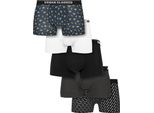 Urban Classics Uomo Boxer 5-Pack Ban.Aop+Brand.Aop+Cha+Blk+Wht - Xl