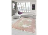 Tappeto Da Salotto Con Ornamenti Tappeto Vintage In Rosa Beige Crema Dimensioni - 120 X 170 Cm