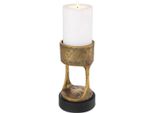 Casa Padrino Portacandele Colori Ottone Vintage / Nero Ø 13 X H. 24 Cm - Portacandele In Ottone Con Base In Granito - Accessori Decorativi