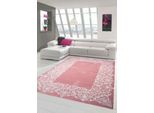 Tappeto Di Design Tappeto Moderno Tappeto Per Soggiorno A Pelo Corto Con Bordo Colori Pastello Rosa Crema Dimensioni - 140 X 200 Cm