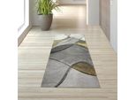 Tappeto Moderno Da Salotto Astratto In Giallo Grigio Pastello Dimensioni - 80 X 300 Cm