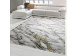 Tappeto Da Salotto Effetto Marmo In Grigio Crema Oro Dimensioni - 60 X 110 Cm