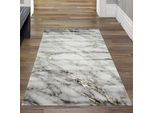 Tappeto Da Salotto Effetto Marmo In Grigio Crema Oro Dimensioni - 80 X 150 Cm