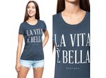 Mustang Damen, Maglietta Alexia C Print, S, Blau, Sport, Tshirt, Camicia