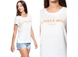 Mustang Damen, Maglietta Alina C Print, S, Weiß, Sport, Tshirt, Camicia