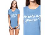 Mustang Damen, Maglietta Alina C Print, S, Blau, Sport, Tshirt, Camicia
