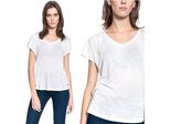 Mustang Damen, Maglietta Alina V Lace, S, Weiß, Sport, Tshirt, Camicia