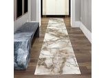 Tappeto In Marmo Con Fibre Lucide In Beige Dimensioni - 80 X 300 Cm