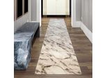 Tappeto Soggiorno Tappeto Effetto Marmo In Beige Crema Dimensioni - 80 X 300 Cm