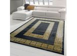 Tappeto Moderno Con Bordo Classico In Oro Nero Dimensioni - 200 X 290 Cm