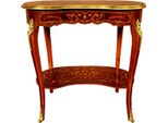 Casa Padrino Tavolino Barocco Con Cassetto Intarsio Marrone/Oro - Comò Consolle In Stile Antico - Tavolino Da Telefono - Arredamento