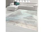 Tappeto Moderno Soggiorno Motivo Astratto A Righe Grigio Blu Verde Nero - Facile Da Pulire Dimensioni - 140 X 200 Cm