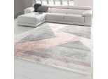 Tappeto Moderno Per Soggiorno Motivo Astratto A Righe Grigio Rosa Verde - Facile Da Pulire Dimensioni - 60 X 110 Cm