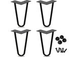 Vingo 4X Gambe Da Tavolo In Metallo Nero Corridori Da Tavolo Gamba Da Tavolo A Forcina 12 Mm, Gambe A Forcina In Acciaio, Gamba A 2 Barre, 15 Cm