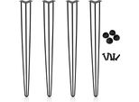 Vingo Gambe Da Tavolo A 3 Barre In Metallo Nero Corridori Da Tavolo Gamba Da Tavolo A Forcina 12 Mm, Gambe A Forcina In Acciaio, 4 Pezzi Di Gamba, 72 Cm