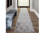 Tappeto In Stile Scandinavo Per Il Soggiorno Con Motivo A Rombi - Facile Da Pulire - Grigio Crema Bianco Dimensioni - 80 X 300 Cm
