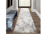 Tappeto Di Design Per Il Soggiorno, Motivo Marmo In Rosa Crema Dimensioni - 80 X 300 Cm