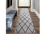 Tappeto In Stile Scandinavo Per Il Soggiorno - Motivo A Rombi - Di Facile Manutenzione - Grigio Nero Dimensioni - 80 X 300 Cm