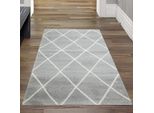 Tappeto In Stile Scandinavo Per Il Soggiorno Con Motivo A Rombi - Facile Da Pulire - Grigio Crema Bianco Dimensioni - 80 X 150 Cm