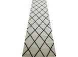 Tappeto In Stile Scandinavo Per Il Salotto - Motivo A Rombi - Facile Da Pulire - Colore Nero Crema - Dimensioni - 80 X 300 Cm