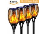 96 Led Luce Solare Della Fiamma, Topchances 4 Pezzi Luce Solare Giardino IP65 Impermeabile Lampada Solare Torce Da Giardino Con Fiamme Realistiche Automatico On/Off Outdoor Luce Calda