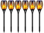 96 Led Luci Solari Da Giardino All'aperto, 6 Pezzi Di Luce Solare A Fiamma Con IP65 Impermeabile, Accensione/Spegnimento Automatico Per Giardino, Cortile, Balcone, Vialetto, Percorso