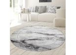 Tappeto Moderno Da Salotto Effetto Marmo In Grigio Dimensioni - 200 Cm Rotondo