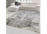 Tappeto Moderno Da Salotto Astratto In Grigio Crema Dimensioni - 60 X 110 Cm